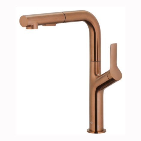 Kfa Duero Design  bateria zlewozmywakowa z wyciąganą wylewką rose gold