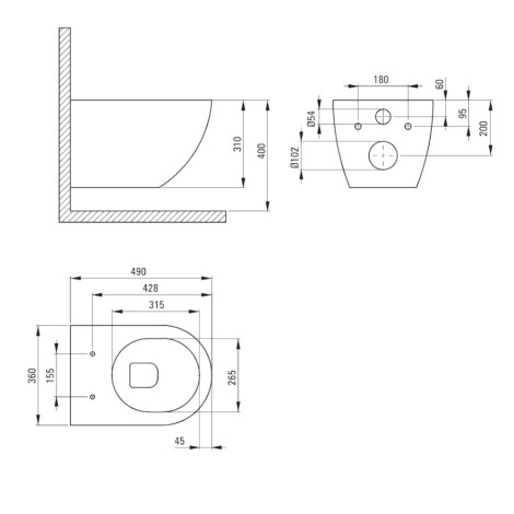 Deante Jasmin miska Wc wisząca bezkołnierzowa wirowa + deska + stelaż + przycisk czarny