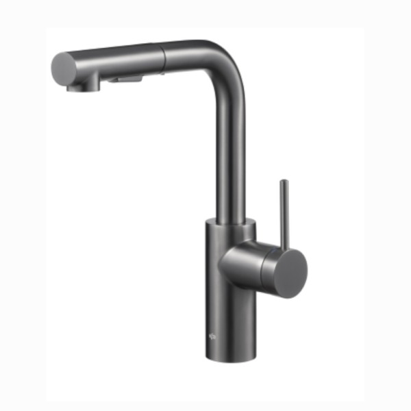 Kfa Duero Basic bateria zlewozmywakowa stojąca z wyciąganą wylewką 2-funkcyjną gun metal.