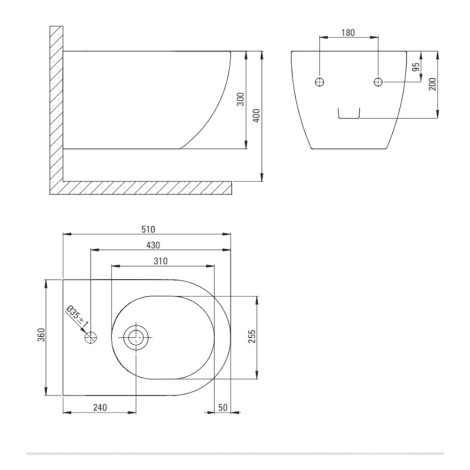 Deante Peonia bidet wiszący biały
