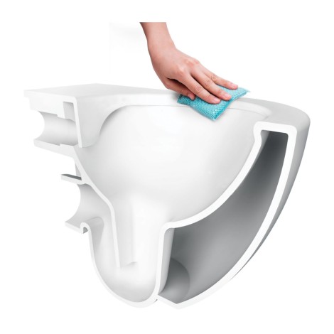 Deante Oregano miska WC wisząca bezkołnierzowa w zestawie z deską wolnoopadającą - przekrój.