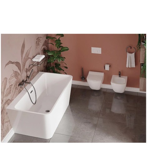 Deante miska wisząca bezkołnierzowa Anemon biała + deska