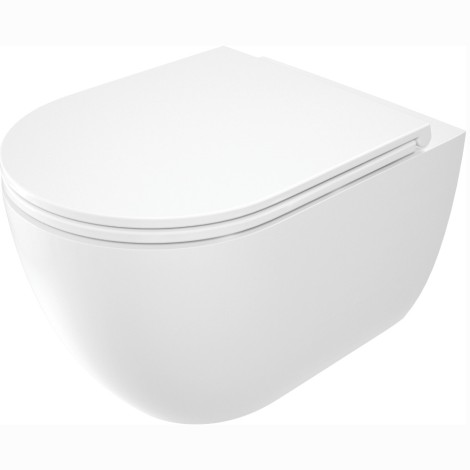 Deante Round miska WC wisząca bezkołnierzowa z deską biała