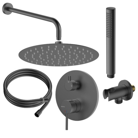 Avapax Ultimate deszczownia zestaw prysznicowy podtynkowy 2 funkcyjny, gun metal