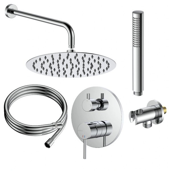 Avapax Ultimate deszczownia zestaw prysznicowy podtynkowy 2 funkcyjny, chrom