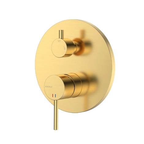 Avapax Ultimate deszczownia zestaw prysznicowy podtynkowy 2 funkcyjny, złoty szczotkowany