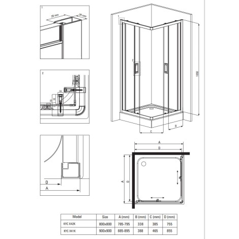 Deante Funkia kabina prysznicowa kwadratowa szkło grafitowe 90x90x185 cm