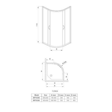 Deante Funkia kabina prysznicowa półokrągła szkło szronione 90x90x170 cm