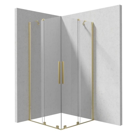 Deante Prizma kabina prysznicowa kwadratowa podwójna ścianka przesuwna walk-in 100x100cm złoto szczotkowane