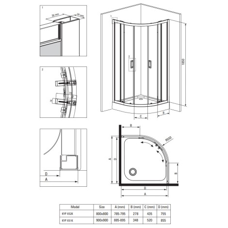 Deante Funkia kabina prysznicowa półokrągła czarna 80x80x185 cm 