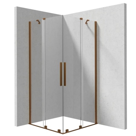 Deante Prizma kabina prysznicowa kwadratowa podwójna ścianka przesuwna walk-in 90x90cm brąz szczotkowany