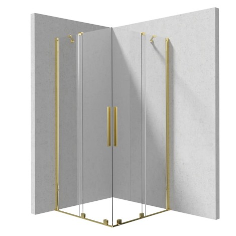 Deante Prizma kabina prysznicowa kwadratowa podwójna ścianka przesuwna walk-in 90x90cm złota