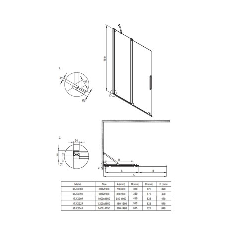 Deante Prizma ścianka prysznicowa walk-in przesuwna chrom  80 cm