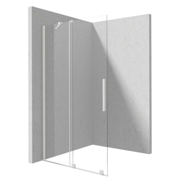 Deante Prizma ścianka prysznicowa przesuwna walk-in bianco 140 x 195 cm