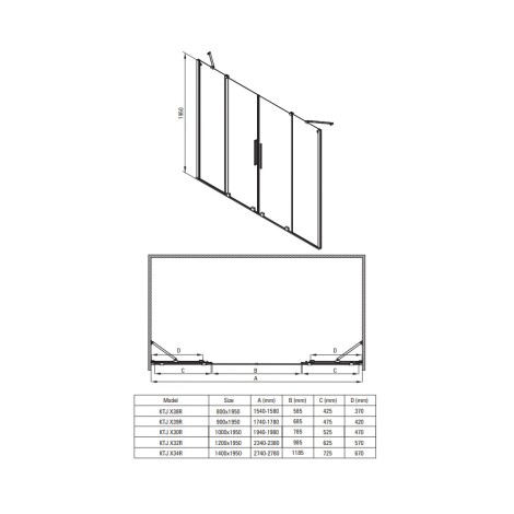 Deante Prizma ścianka prysznicowa walk-in przesuwna titanium 80 cm
