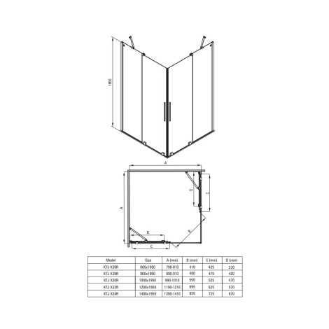 Deante Prizma ścianka prysznicowa walk-in przesuwna titanium 80 cm