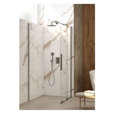 Deante Prizma ścianka prysznicowa przesuwna walk-in titanium 90 x 195 cm