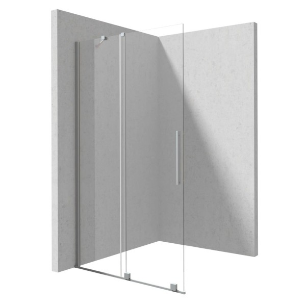 Deante Prizma ścianka prysznicowa przesuwna walk-in stal szczotkowana 140 x 195 cm