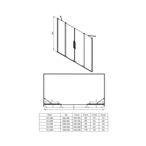 Deante Prizma ścianka prysznicowa walk-in przesuwna stal szczotkowana80 cm