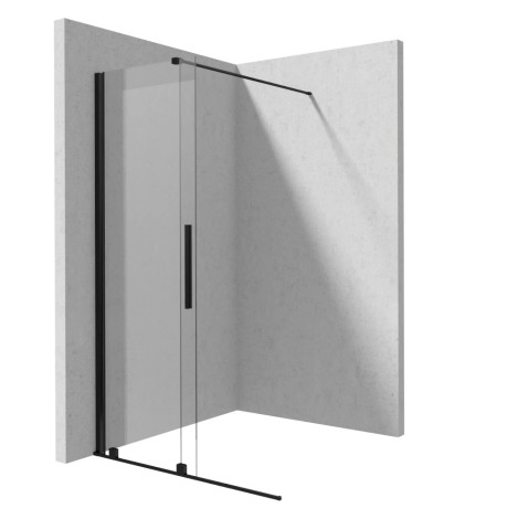 Deante Prizma ścianka prysznicowa przesuwna walk-in nero 140 x 195 cm