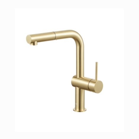 Kfa Duero Basic bateria zlewozmywakowa stojąca z wyciąganą wylewką light gold