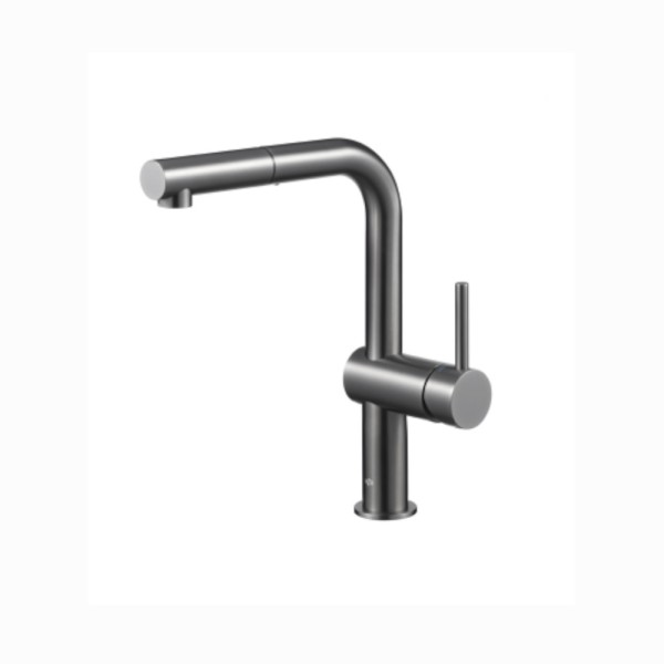 Kfa Duero Basic bateria zlewozmywakowa stojąca z wyciąganą wylewką gun metal.