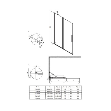 Deante Prizma ścianka prysznicowa walk-in przesuwna nero 80 cm