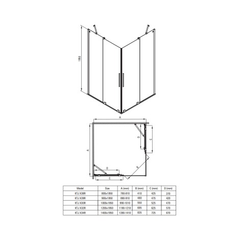Deante Prizma ścianka prysznicowa walk-in przesuwna nero 80 cm