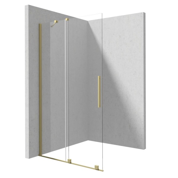 Deante Prizma ścianka prysznicowa przesuwna walk-in złoto szczotkowane 140 x 195 cm