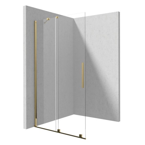 Deante Prizma ścianka prysznicowa walk-in przesuwna 90 cm złota