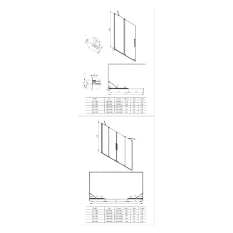 Deante Prizma ścianka prysznicowa przesuwna walk-in gold 90 x 195 cm