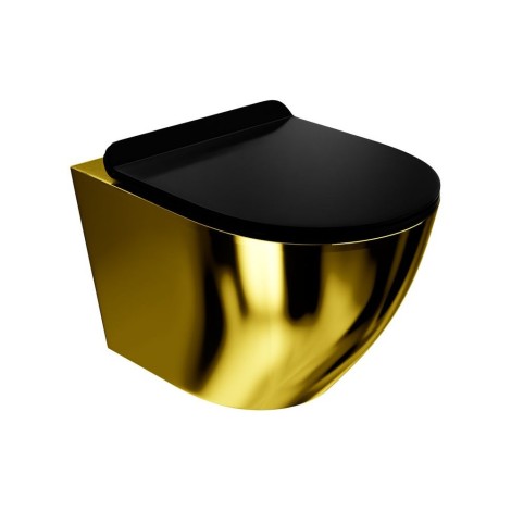 Lavita Sofi Slim Gold/Black miska wisząca WC bezkołnierzowa z deską wolnoopadającą