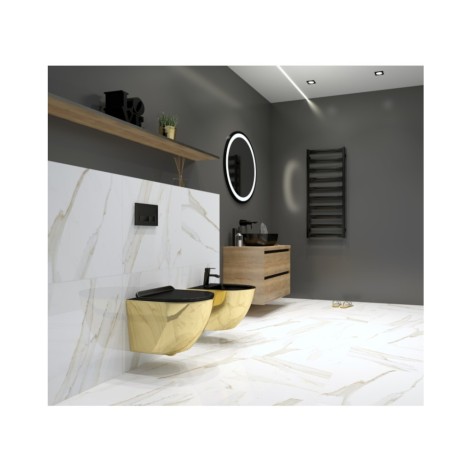 Lavita Sofi Slim Gold/Black miska wisząca WC bezkołnierzowa z deską wolnoopadającą