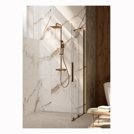 Deante Prizma ścianka prysznicowa walk-in przesuwna 100 cm brąż szczotkowany