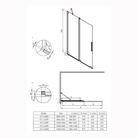 Deante Prizma ścianka prysznicowa walk-in przesuwna 100 cm brąż szczotkowany