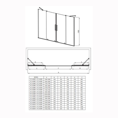 Deante Prizma ścianka prysznicowa walk-in przesuwna 100 cm brąż szczotkowany