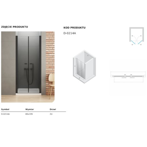 New Trendy drzwi wnękowe New Soleo Black podwójne wahadłowe 80x195