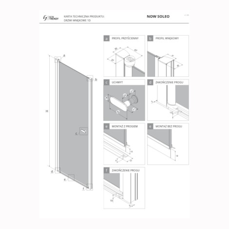New Trendy New Soleo drzwi wnękowe wahadłowe pojedyncze 70 cm gunmetal