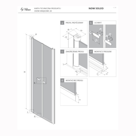 New Trendy New Soleo drzwi wnękowe wahadłowe podwójne 90 cm gunmetal