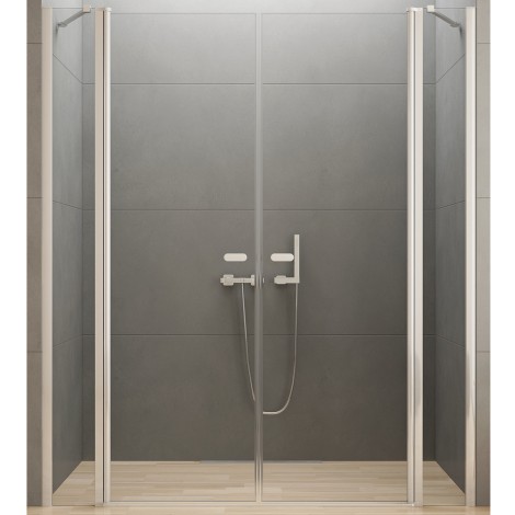 New Trendy New Soleo drzwi wnękowe wahadłowe podwójne plus dwie ścianki 140 cm chrom