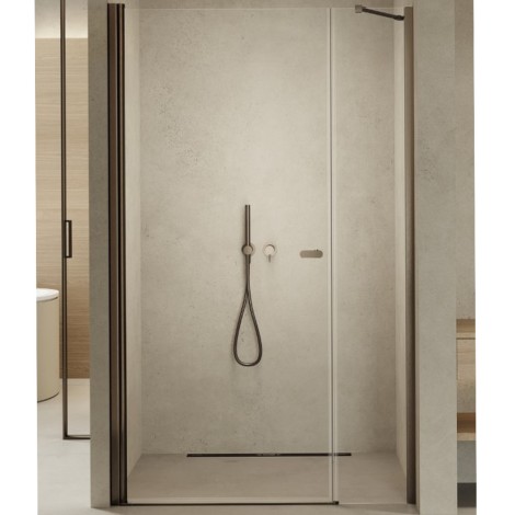 New Trendy New Soleo drzwi wnękowe wahadłowe pojedyncze 100 cm z dodatkową ścianką, wspornik prosty gunmetal