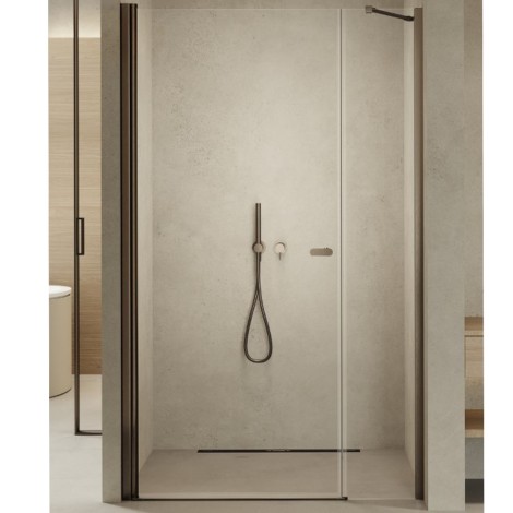 New Trendy New Soleo drzwi wnękowe wahadłowe pojedyncze 140 cm z dodatkową ścianką gunmetal