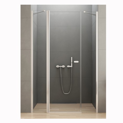 New Trendy New Soleo drzwi wnękowe wahadłowe pojedyncze 130 cm plus dwie ścianki chrom