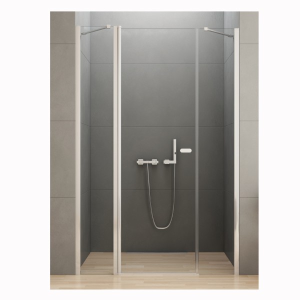 New Trendy New Soleo drzwi wnękowe wahadłowe pojedyncze 130 cm plus dwie ścianki chrom