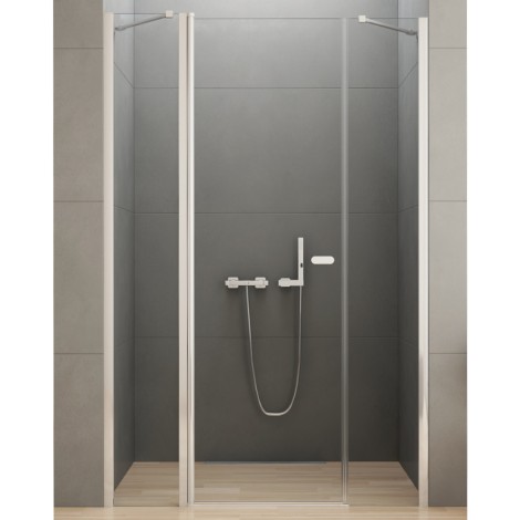 New Trendy New Soleo drzwi wnękowe wahadłowe pojedyncze 120 cm plus dwie ścianki chrom