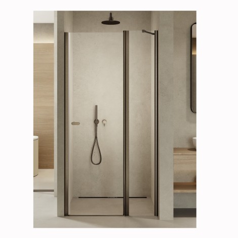 New Trendy New Soleo drzwi wnękowe wahadłowe pojedyncze 90 cm plus ścianka z zawiasem, wspornik skośny gunmetal