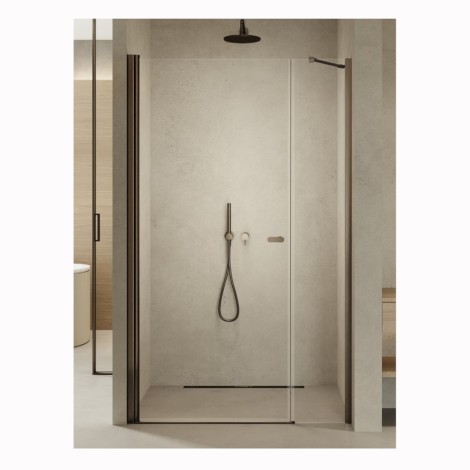 New Trendy New Soleo drzwi wnękowe wahadłowe pojedyncze 160 cm z dodatkową ścianką, wspornik prosty gunmetal