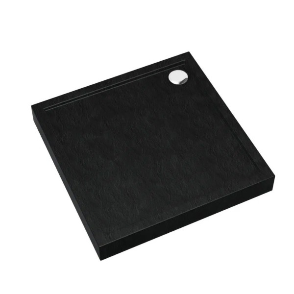 Schedpol Cameron black stone brodzik kwadratowy 80x80x12cm