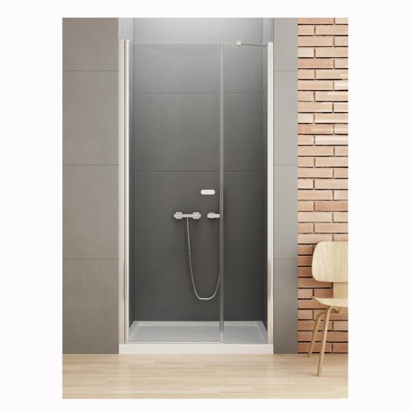 New Trendy New Soleo drzwi wnękowe wahadłowe pojedyncze 110 cm z dodatkową ścianką chrom