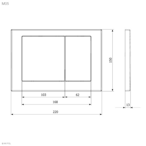 KK Pol M05 przycisk do stelaża dwudzielny biały